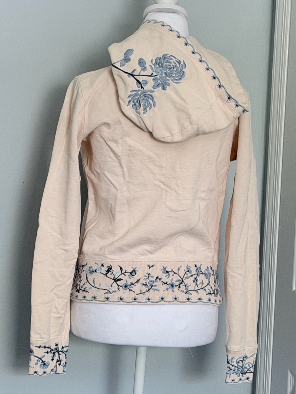 Lucky Brand vintage Y2K-era full-zip 3D embroidered hoodie boho fairycore floral - Picture 3 of 14